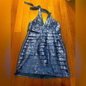 New Year’s Eve sequin halter dress